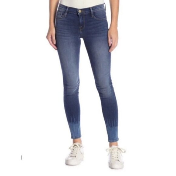 FRAME Le Skinny De Jeanne Jeans WOmen's Size 24 Ombre Hem Adair Wash LSJTD230 - Picture 1 of 11
